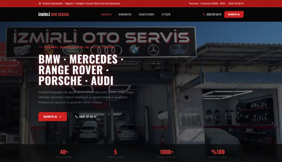 İzmirli Oto Servis web sitesi ekran görüntüsü