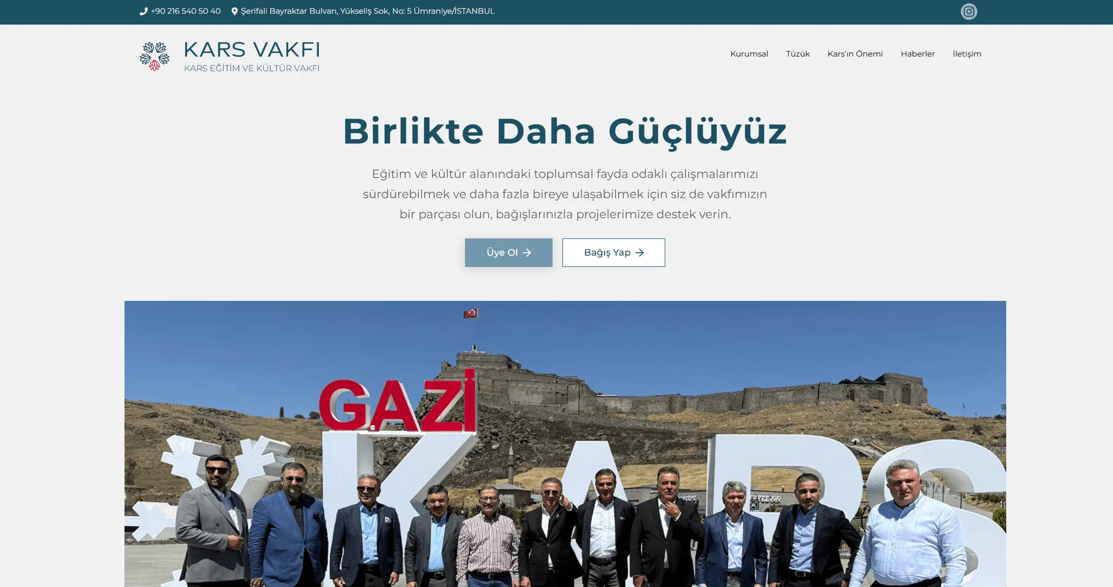 Kars Eğitim ve Kültür Vakfı web sitesi ekran görüntüsü