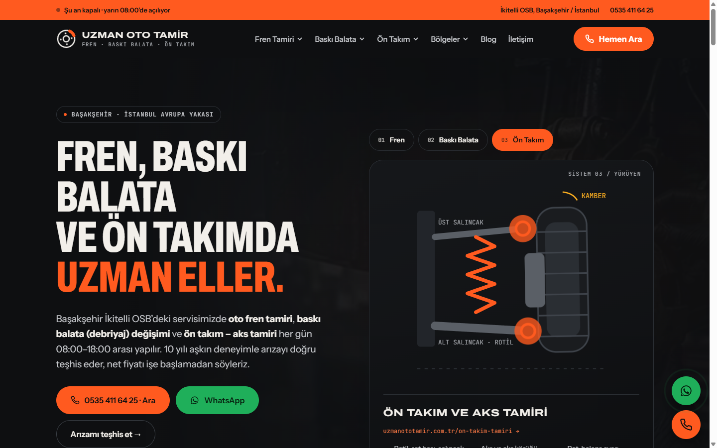 Uzman Oto Tamir web sitesi ekran görüntüsü